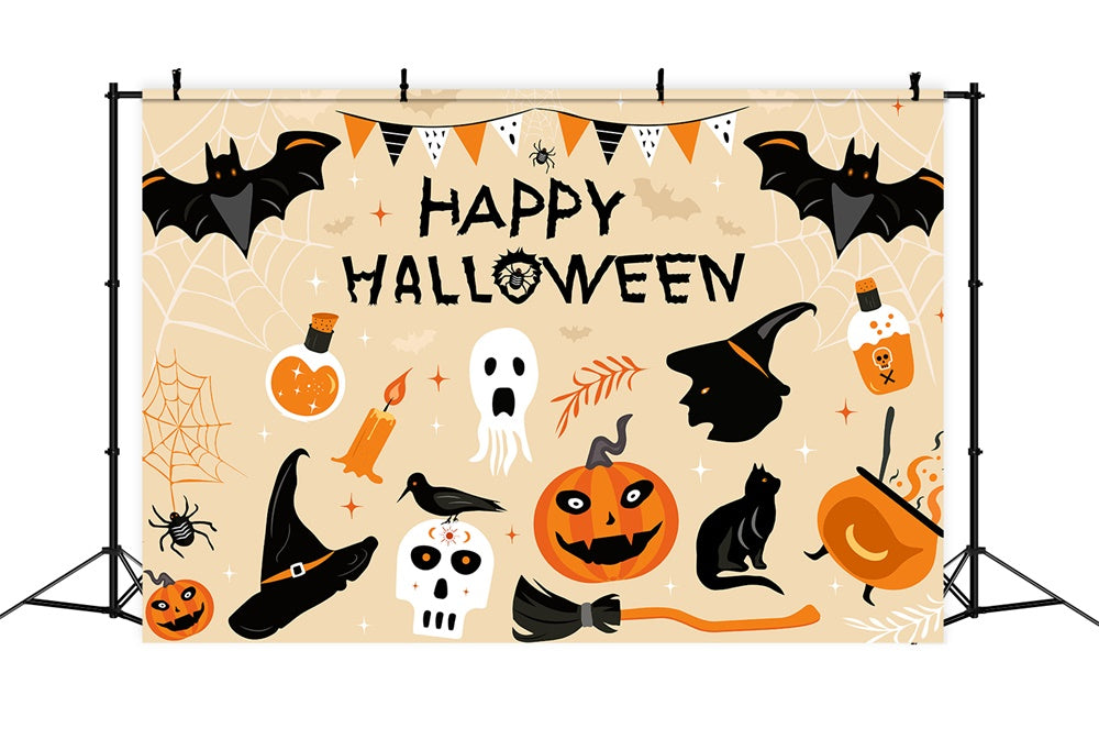 Sfondo Di Zucca Con Fantasmi Di Halloween Felice RR7-506