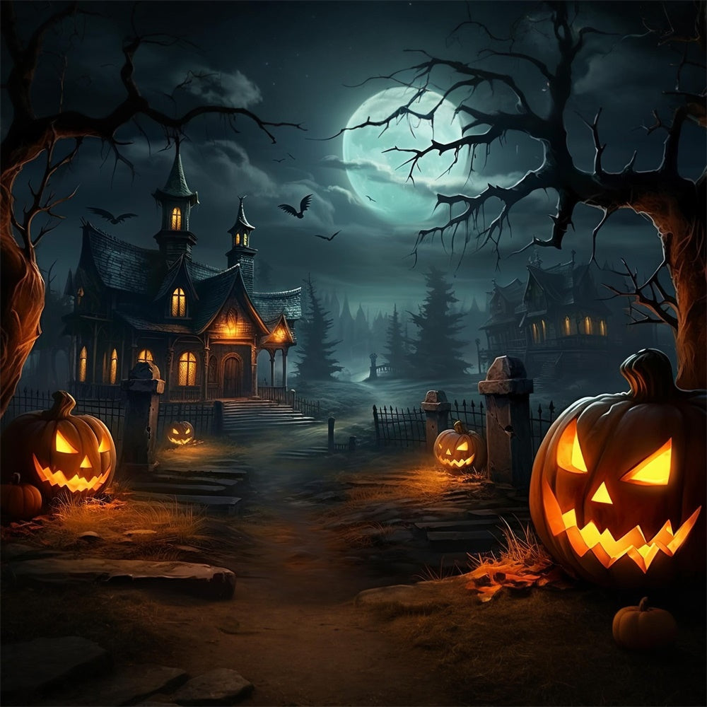 Sfondo Di Zucca Foresta Casa Spettrale Di Halloween RR7-512