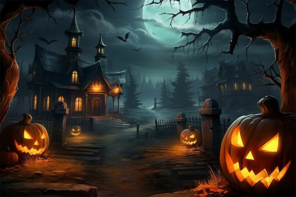 Sfondo Di Zucca Foresta Casa Spettrale Di Halloween RR7-512