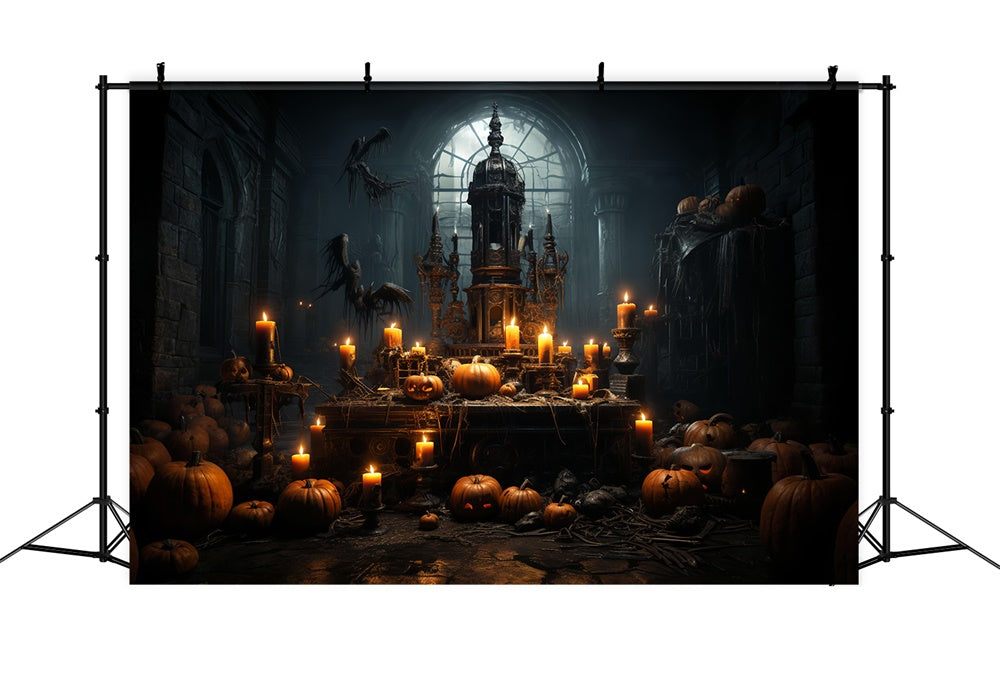 Sfondo Di Candele Per La Stanza Dell'Orrore Oscuro Di Halloween RR7-514