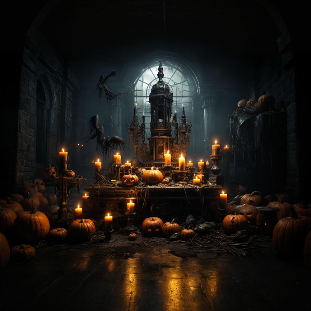 Sfondo Di Candele Per La Stanza Dell'Orrore Oscuro Di Halloween RR7-514
