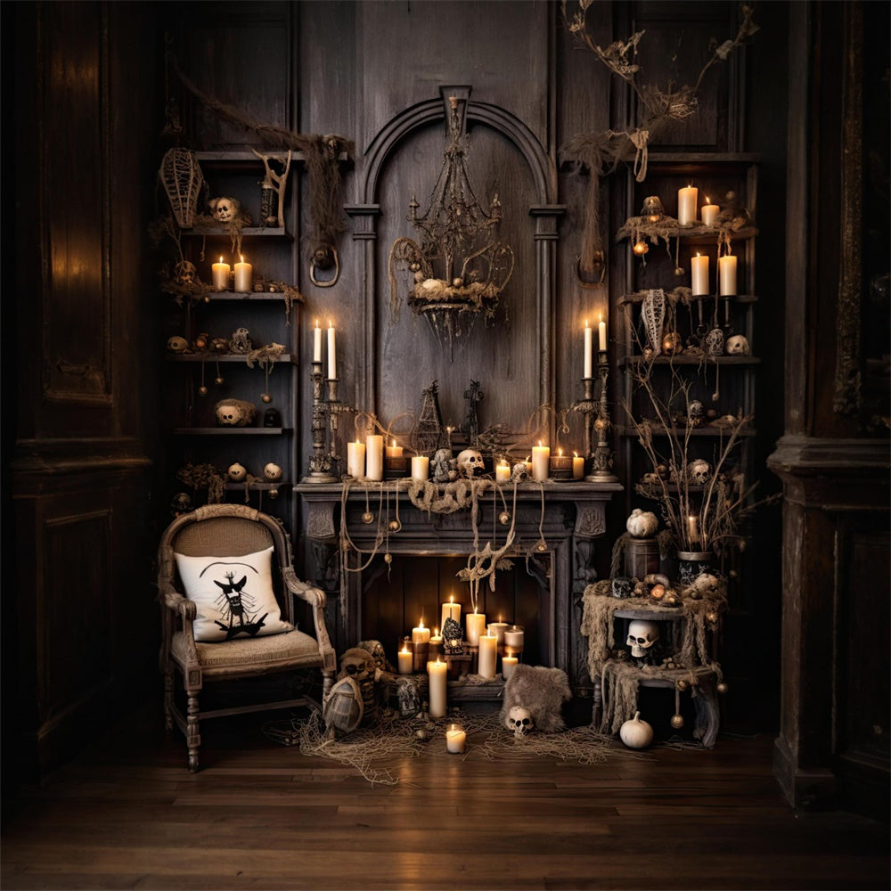 Sfondo Di Teschi Di Candele Di Halloween Old Room RR7-519