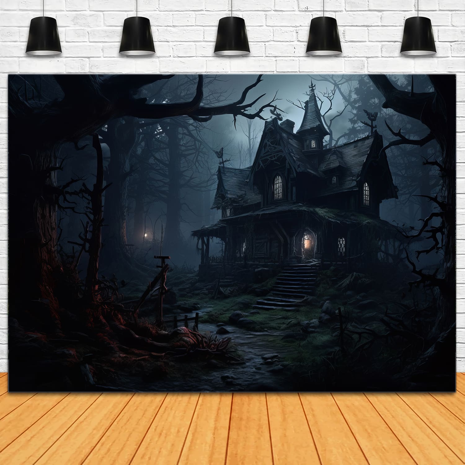 Sfondo Di Case Forestali Di Halloween Horror RR7-55