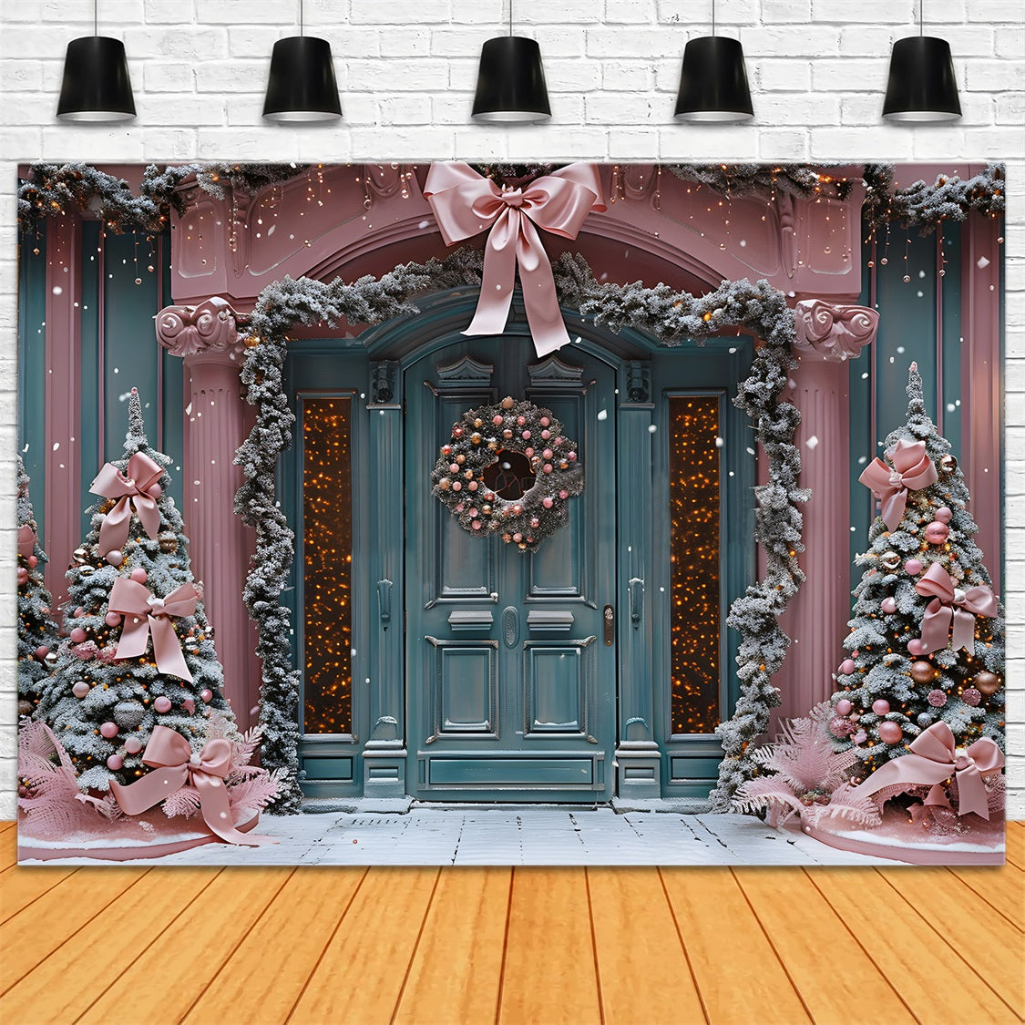 Sfondo Natale Nastro Rosa Winter Wonderland RR7-567