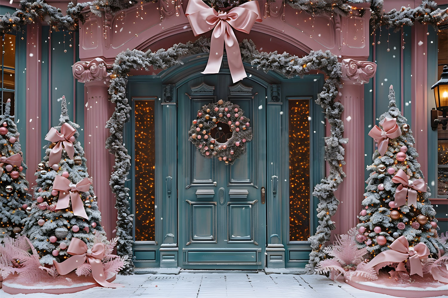 Sfondo Natale Nastro Rosa Winter Wonderland RR7-567