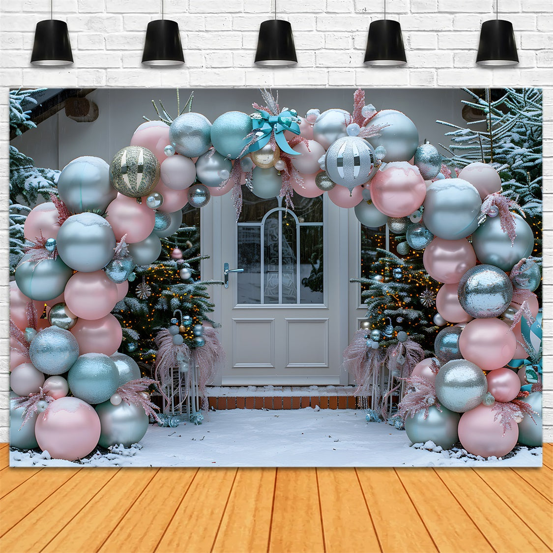 Sfondo Natalizio Elegante Con Arco A Palloncino RR7-575