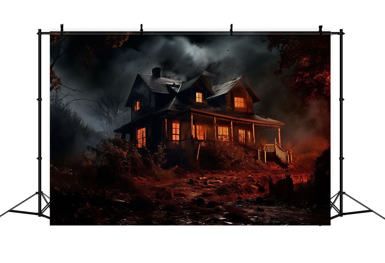 Sfondo Fotografico Di Halloween Con Case Stregate RR7-58