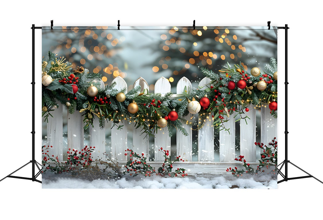 Sfondo Di Recinzione Ghirlanda Gioiosa Di Natale RR7-580