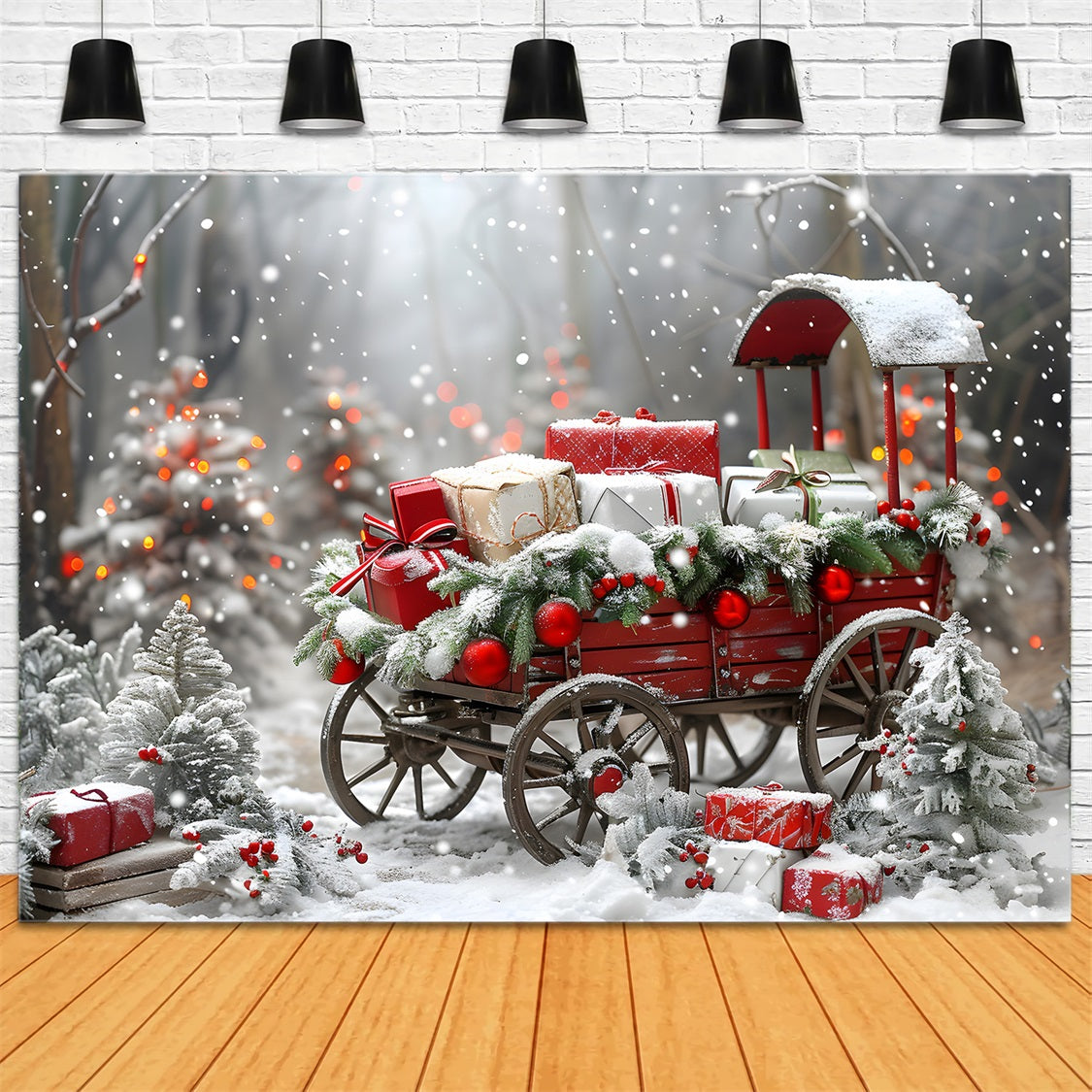 Sfondo Del Carrello Regalo Festivo Di Natale RR7-594