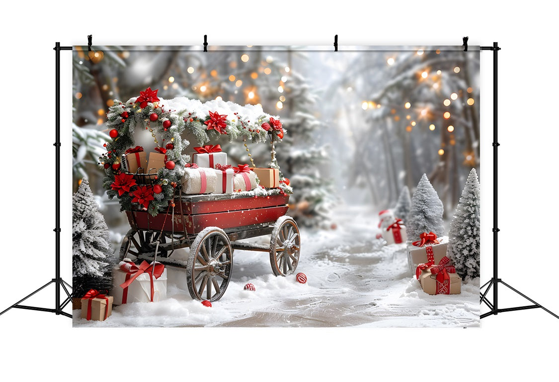 Sfondo Del Paese Delle Meraviglie Del Carro Regalo Natalizio RR7-596