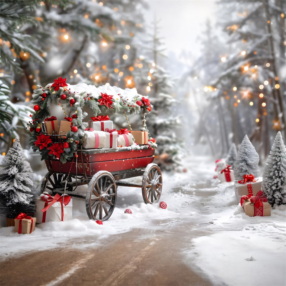 Sfondo Del Paese Delle Meraviglie Del Carro Regalo Natalizio RR7-596
