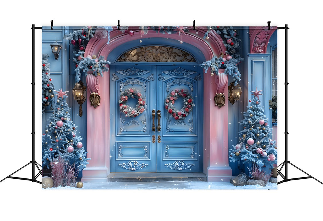 Sfondo Di Ingresso Incantato Blu Rosa Natalizio RR7-602