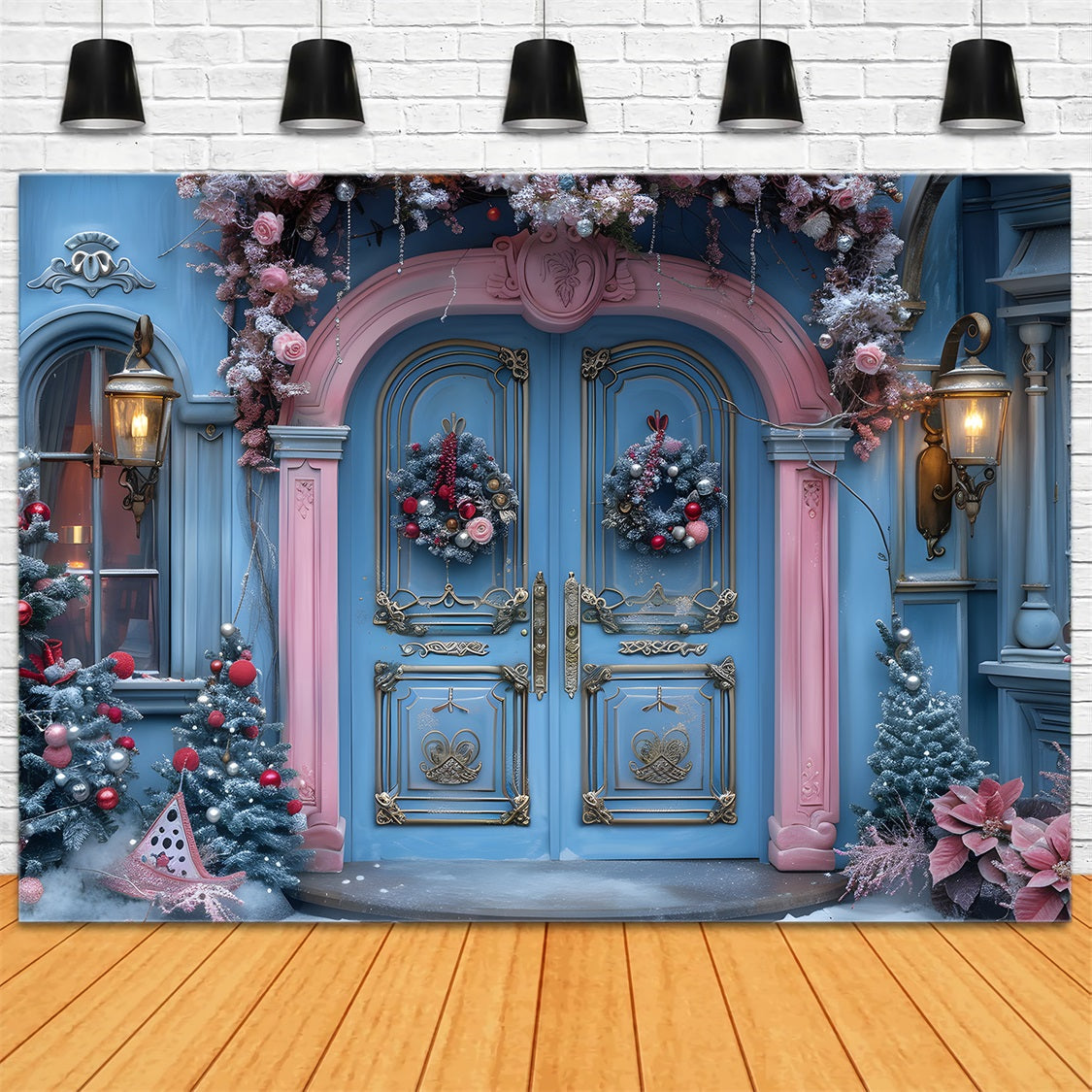 Sfondo Di Ingresso Festivo Rosa Blu Natalizio RR7-603