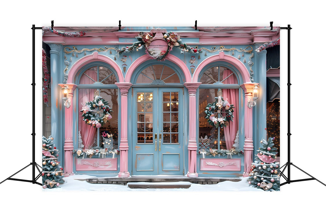 Sfondo Natalizio Rosa Blu Boutique Vetrina RR7-605