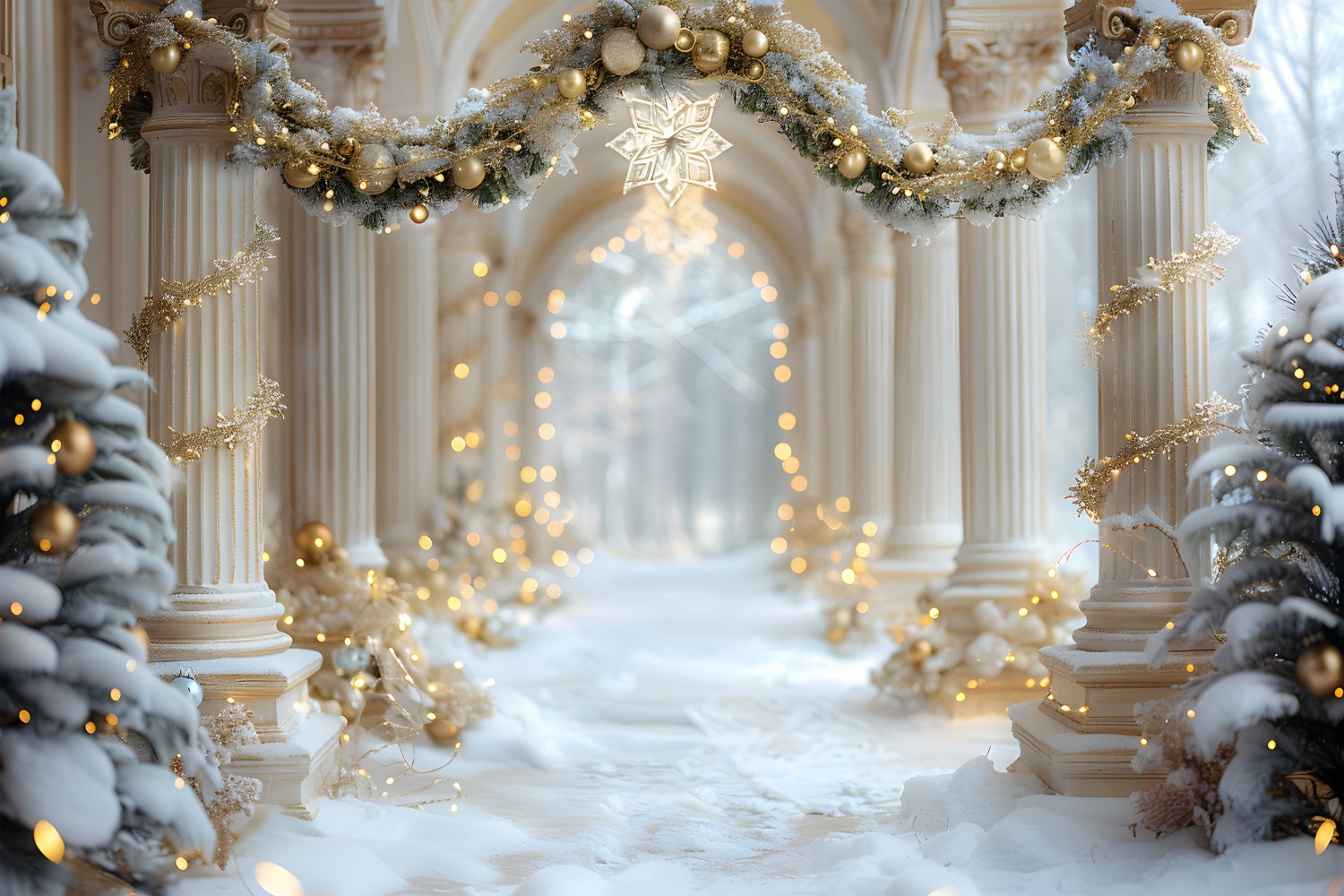 Sfondo Della Passerella Del Palazzo D'Inverno Di Natale RR7-612