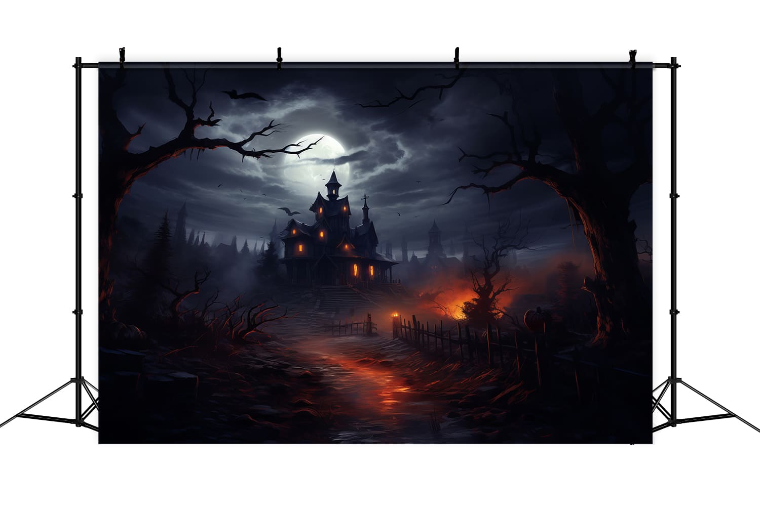 Sfondo Di Halloween Della Casa Stregata Nebbiosa RR7-63