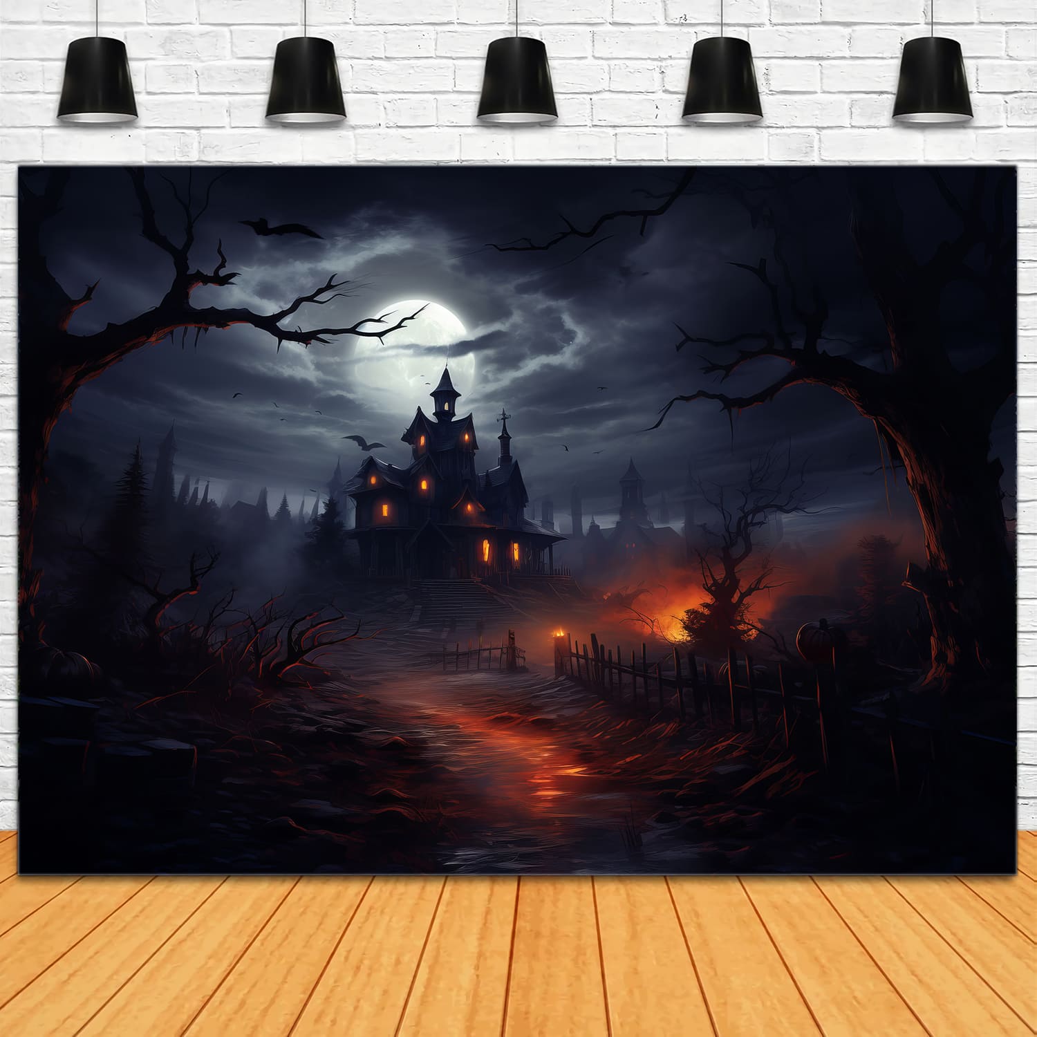 Sfondo Di Halloween Della Casa Stregata Nebbiosa RR7-63