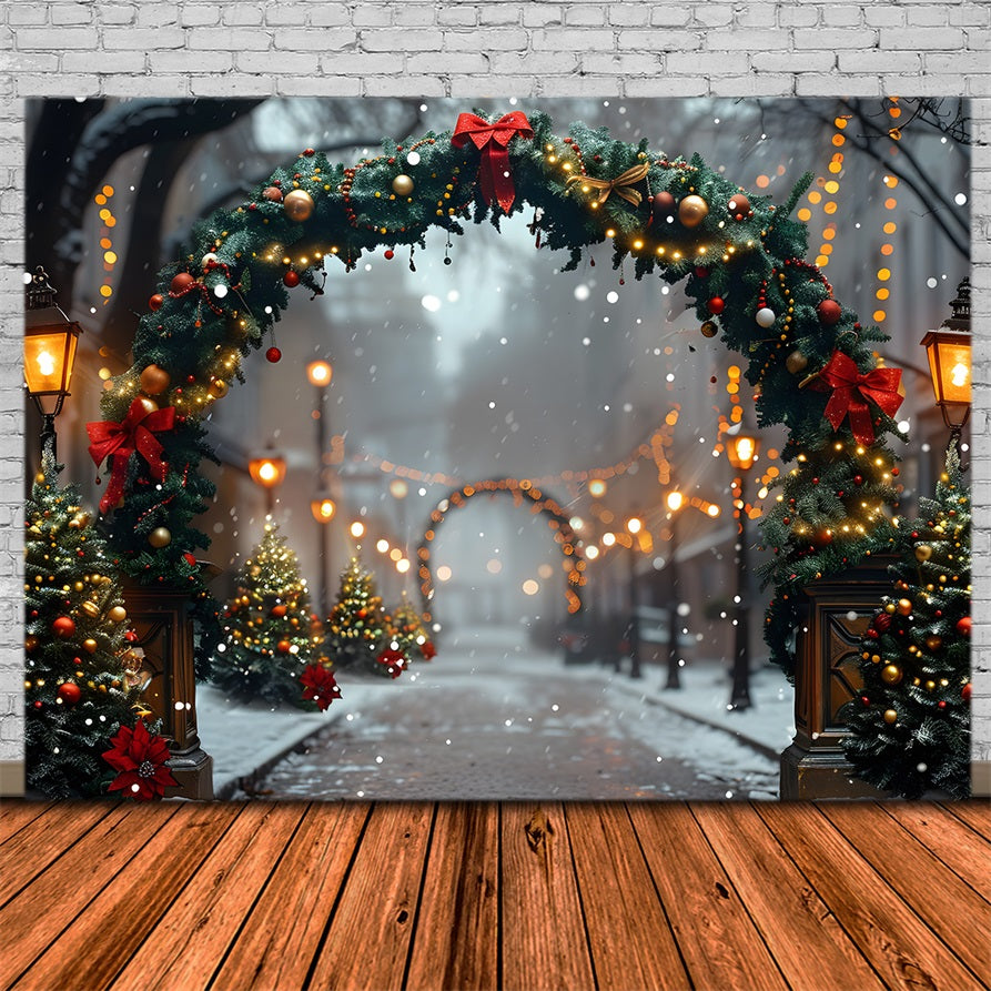 Sfondo Del Percorso Delle Luci Dell'Arco Festivo Di Natale RR7-633