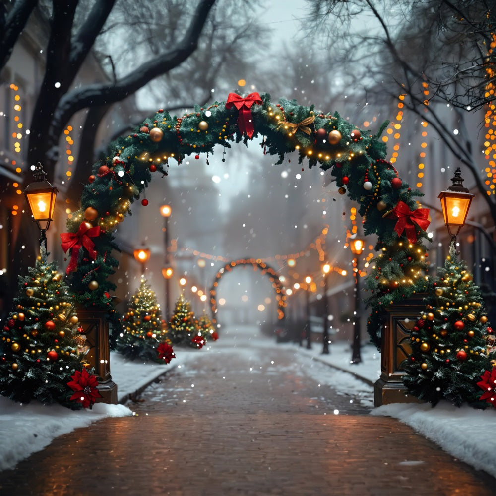 Sfondo Del Percorso Delle Luci Dell'Arco Festivo Di Natale RR7-633