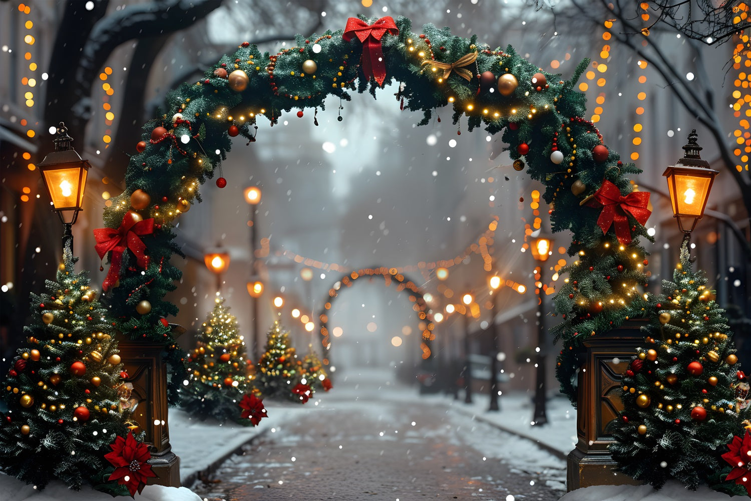 Sfondo Del Percorso Delle Luci Dell'Arco Festivo Di Natale RR7-633