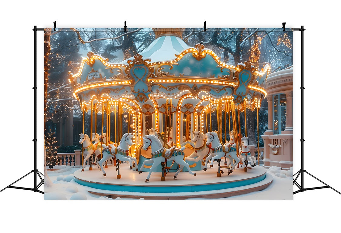 Sfondo Del Paese Delle Meraviglie Invernale Della Giostra Di Natale RR7-650