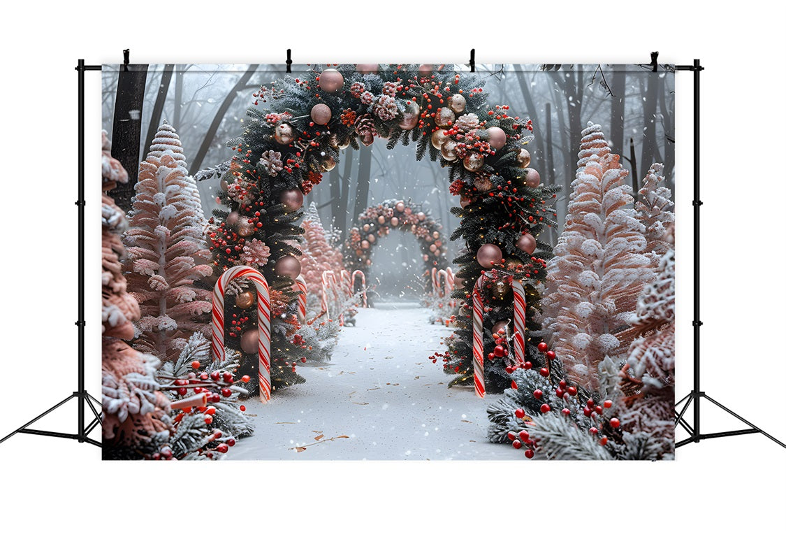 Sfondo Dell'Arco Con Ornamento Natalizio Candy Cane RR7-654