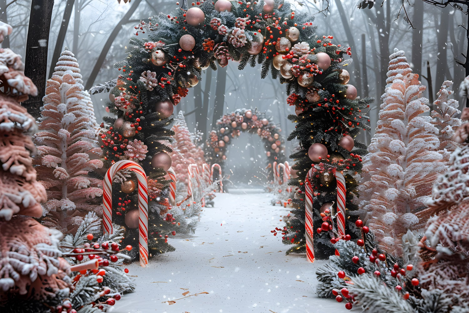Sfondo Dell'Arco Con Ornamento Natalizio Candy Cane RR7-654