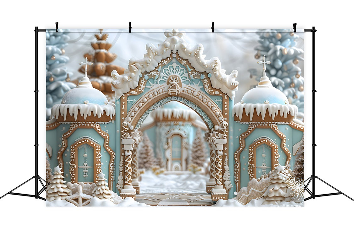 Sfondo Dell'Arco Del Palazzo Di Pan Di Zenzero Di Natale RR7-660
