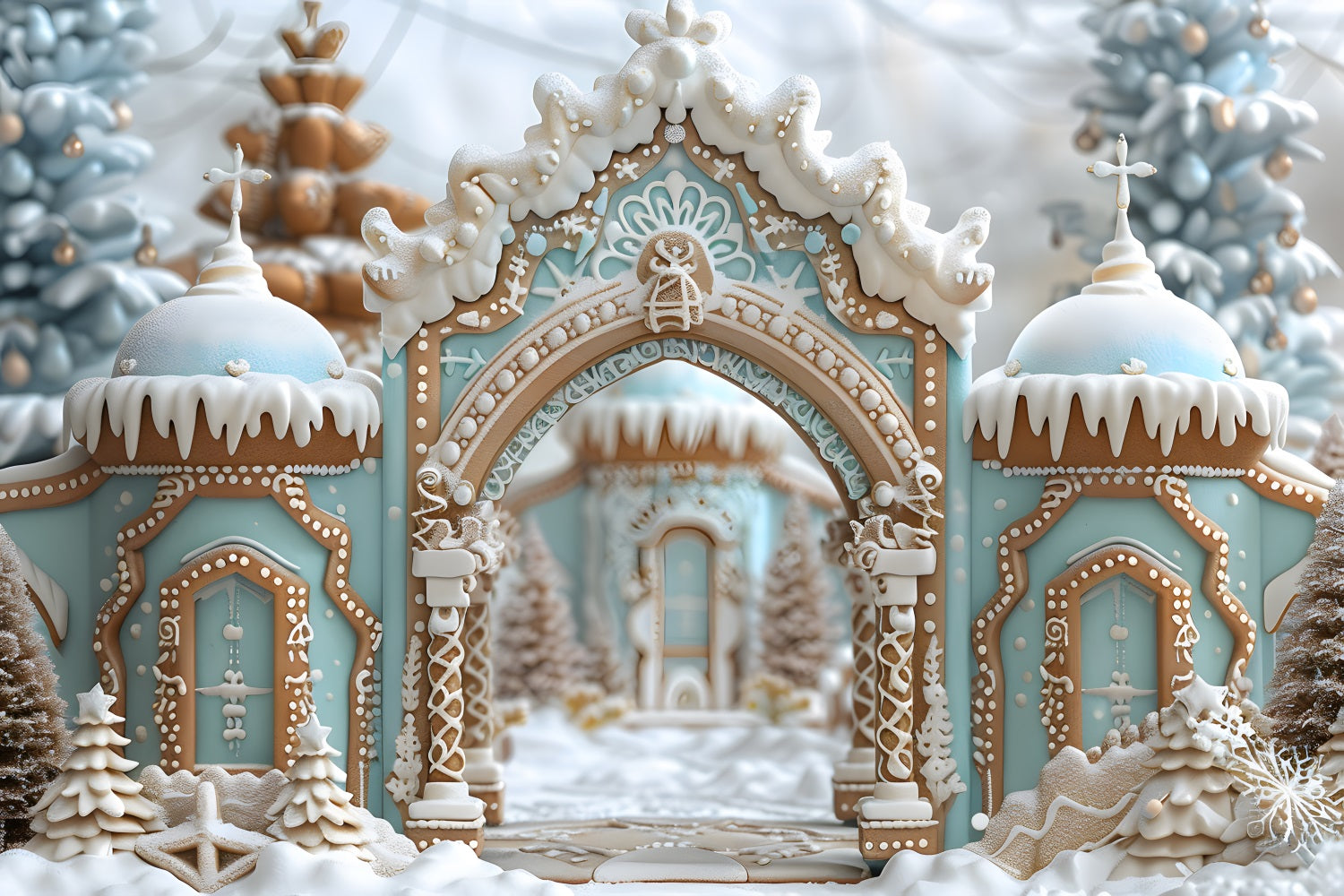 Sfondo Dell'Arco Del Palazzo Di Pan Di Zenzero Di Natale RR7-660