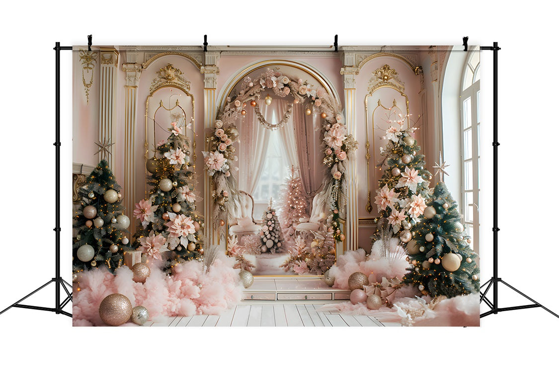 Sfondo Natalizio Elegante Arco Rosa RR7-665