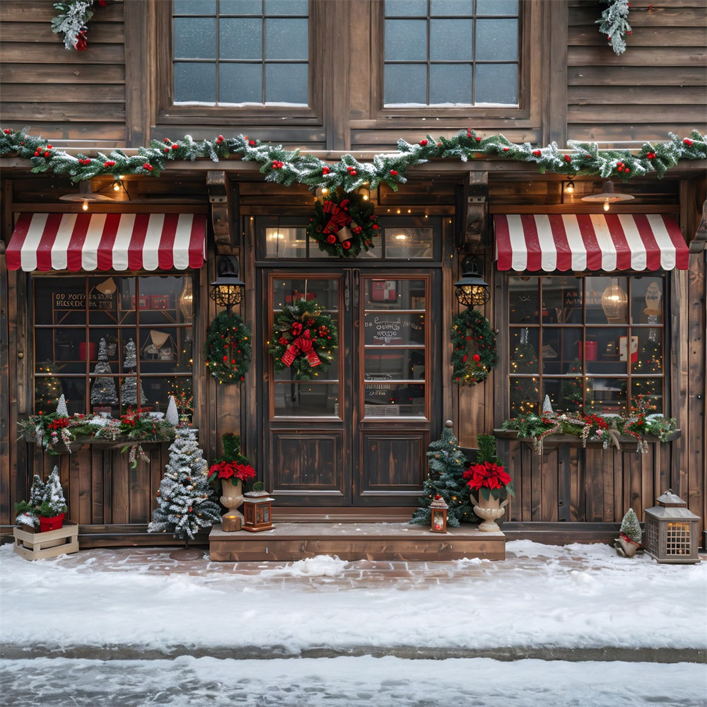 Sfondo Di Ghirlanda Natalizia Vintage Shopfront Holiday RR7-667