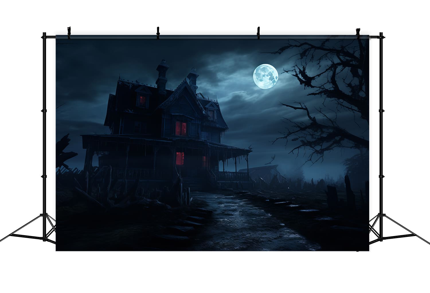 Sfondo Fotografico Della Casa Spaventosa Della Notte Di Halloween RR7-68