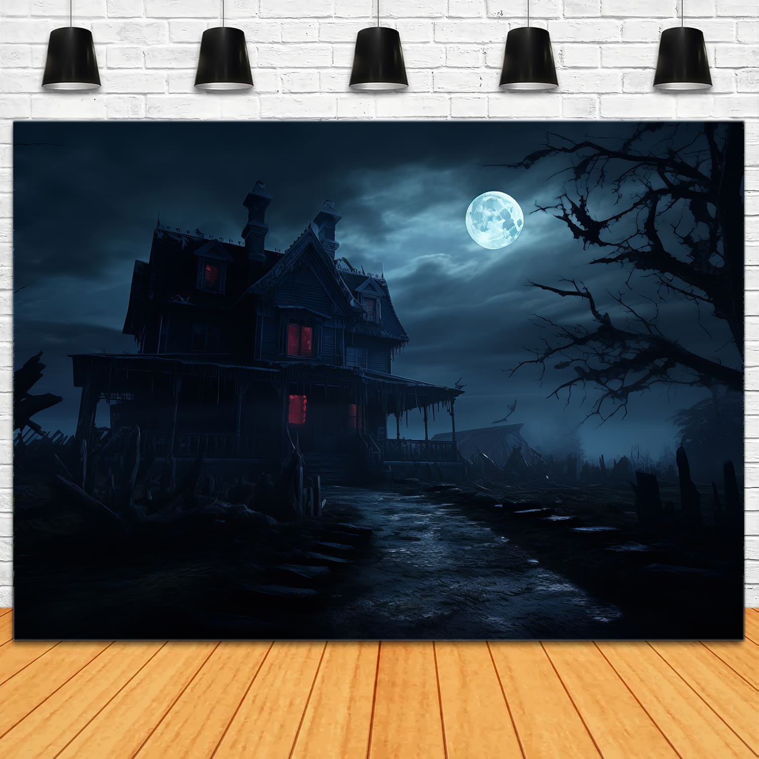 Sfondo Fotografico Della Casa Spaventosa Della Notte Di Halloween RR7-68