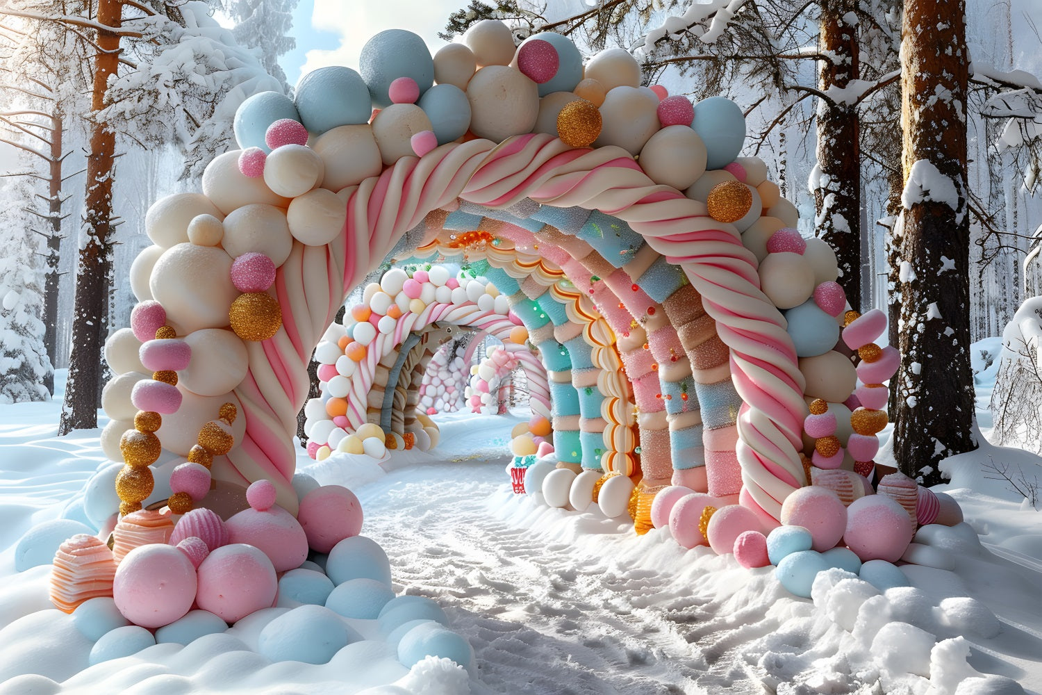 Sfondo Dell'Arco Di Natale Candy Land RR7-703