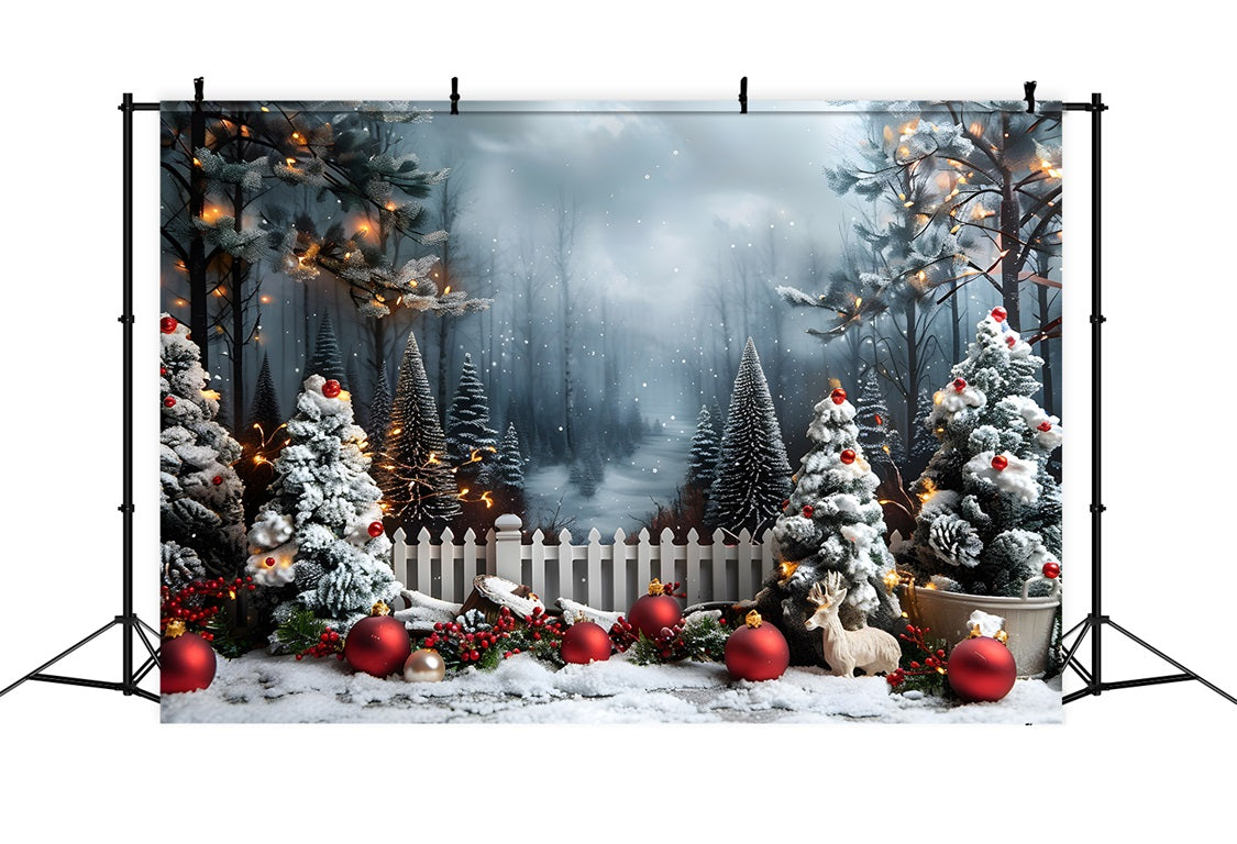 Sfondo Di Scena Di Foresta Invernale Incantata Di Natale RR7-704