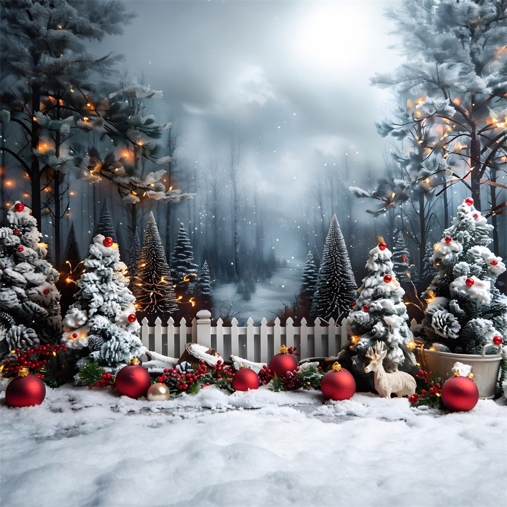 Sfondo Di Scena Di Foresta Invernale Incantata Di Natale RR7-704