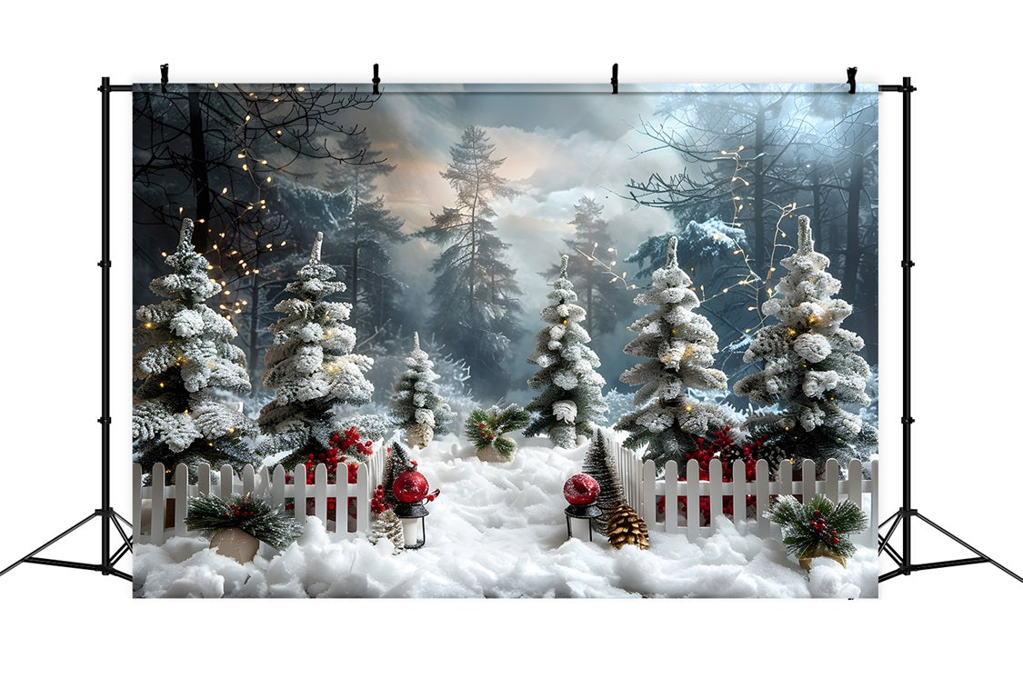 Sfondo Del Paese Delle Meraviglie Della Foresta Invernale Di Natale RR7-706