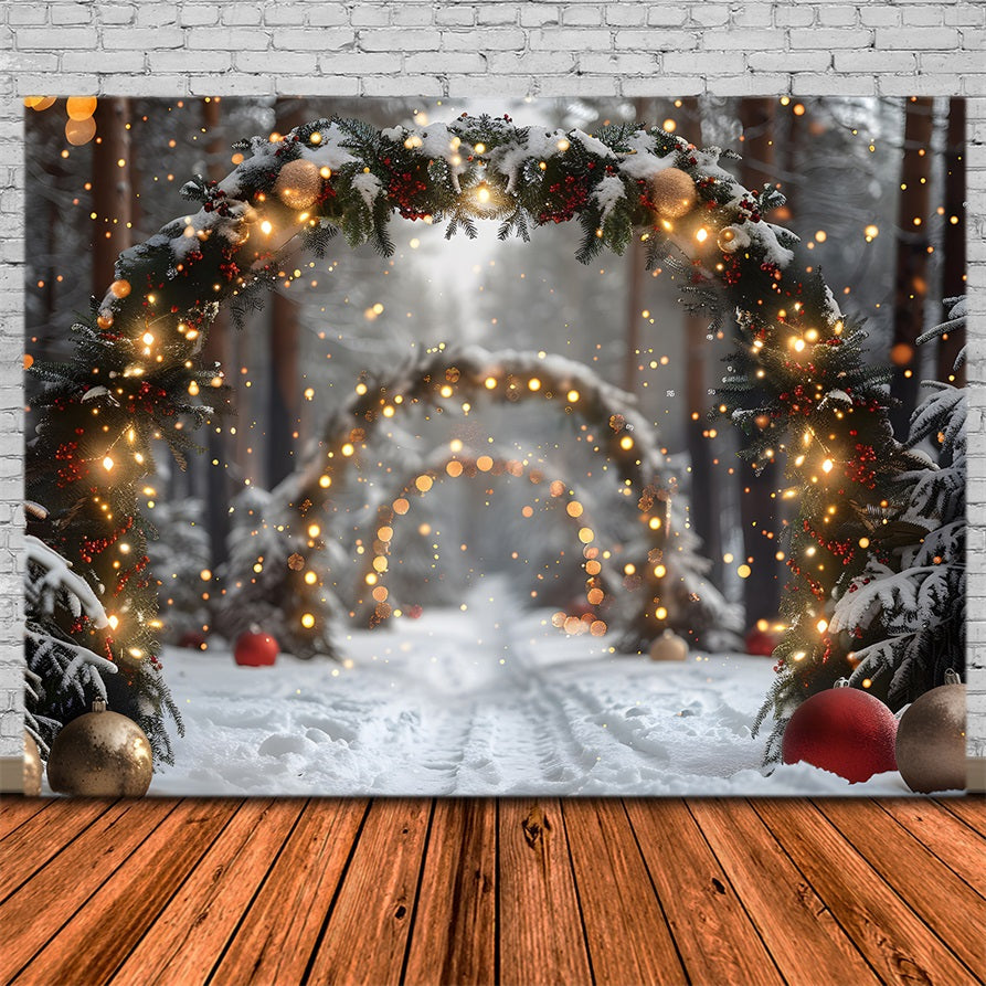 Sfondo Dell'Arco Della Foresta Innevata Di Natale RR7-708