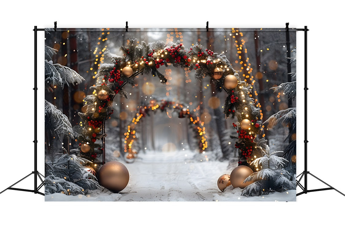 Sfondo Natalizio Con Arco Della Foresta Incantata RR7-709