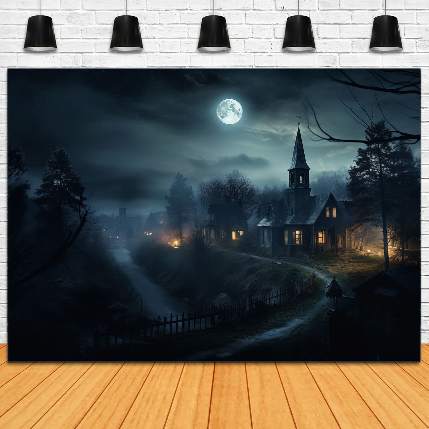 Sfondo Di Halloween Della Casa Stregata Della Foresta Spettrale RR7-71