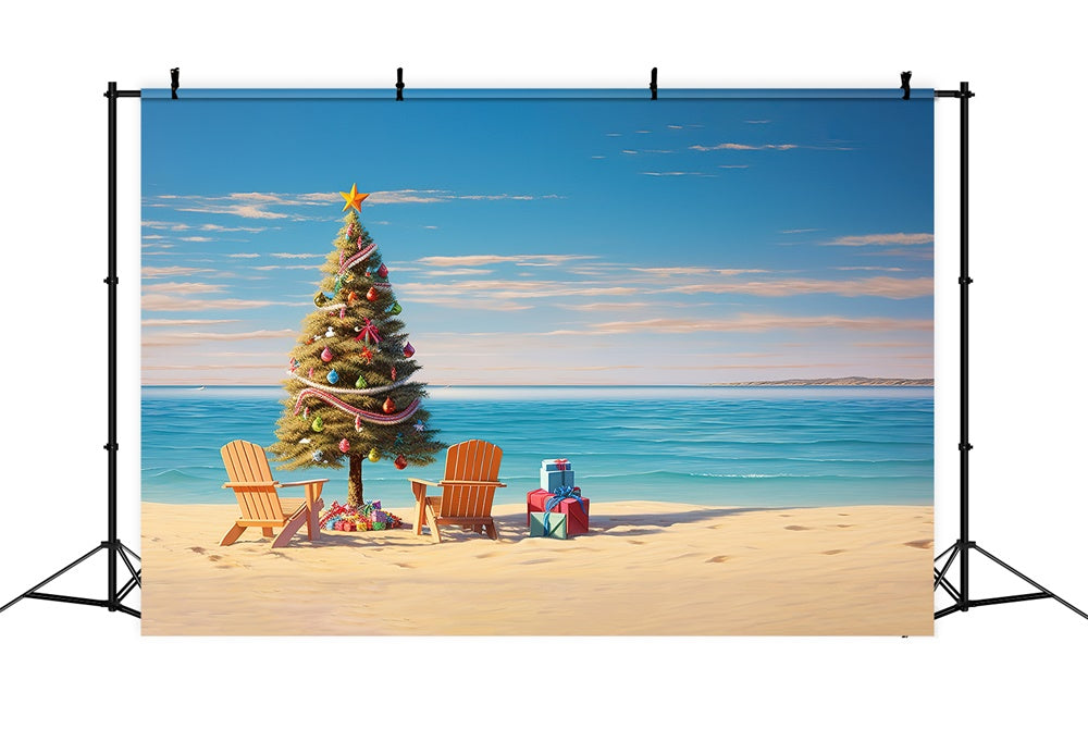 Sfondo Fotografico Per Albero Di Natale Mare E Spiaggia RR7-716