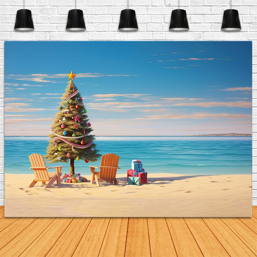 Sfondo Fotografico Per Albero Di Natale Mare E Spiaggia RR7-716