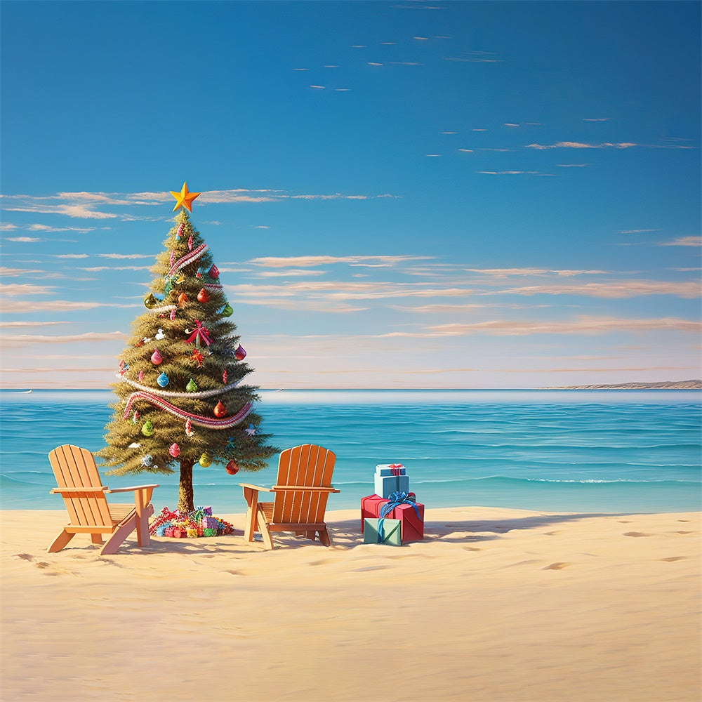 Sfondo Fotografico Per Albero Di Natale Mare E Spiaggia RR7-716