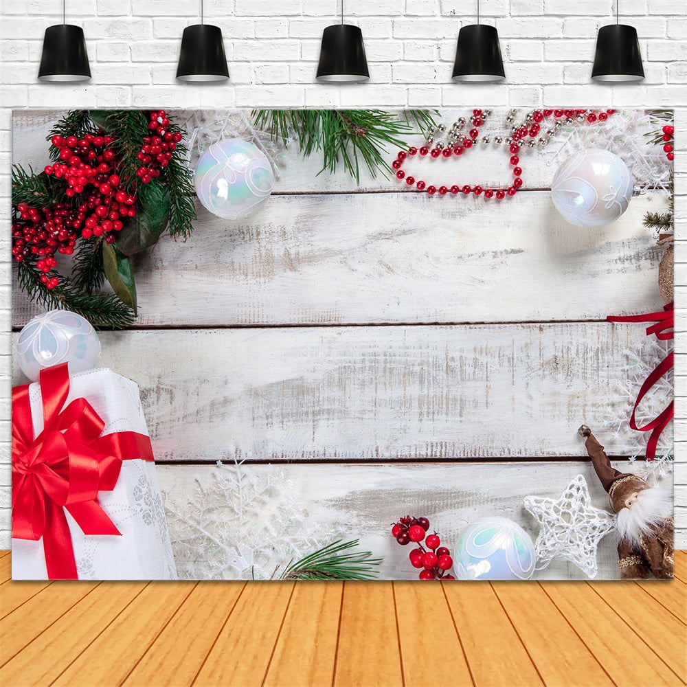 Sfondo Da Parete In Legno Con Decorazioni Natalizie RR7-721