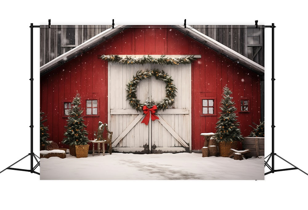 Sfondo Di Casa In Legno Con Ghirlanda Di Albero Di Natale RR7-722