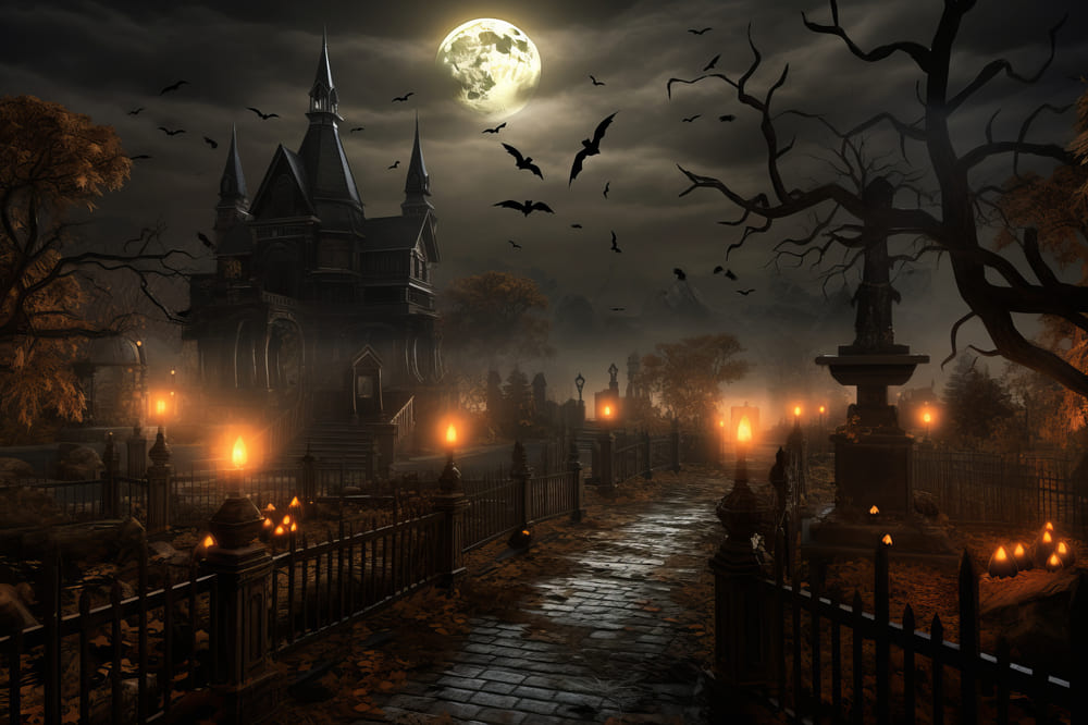 Sfondo Di Zucca Malvagia Della Notte Spettrale Di Halloween RR7-73