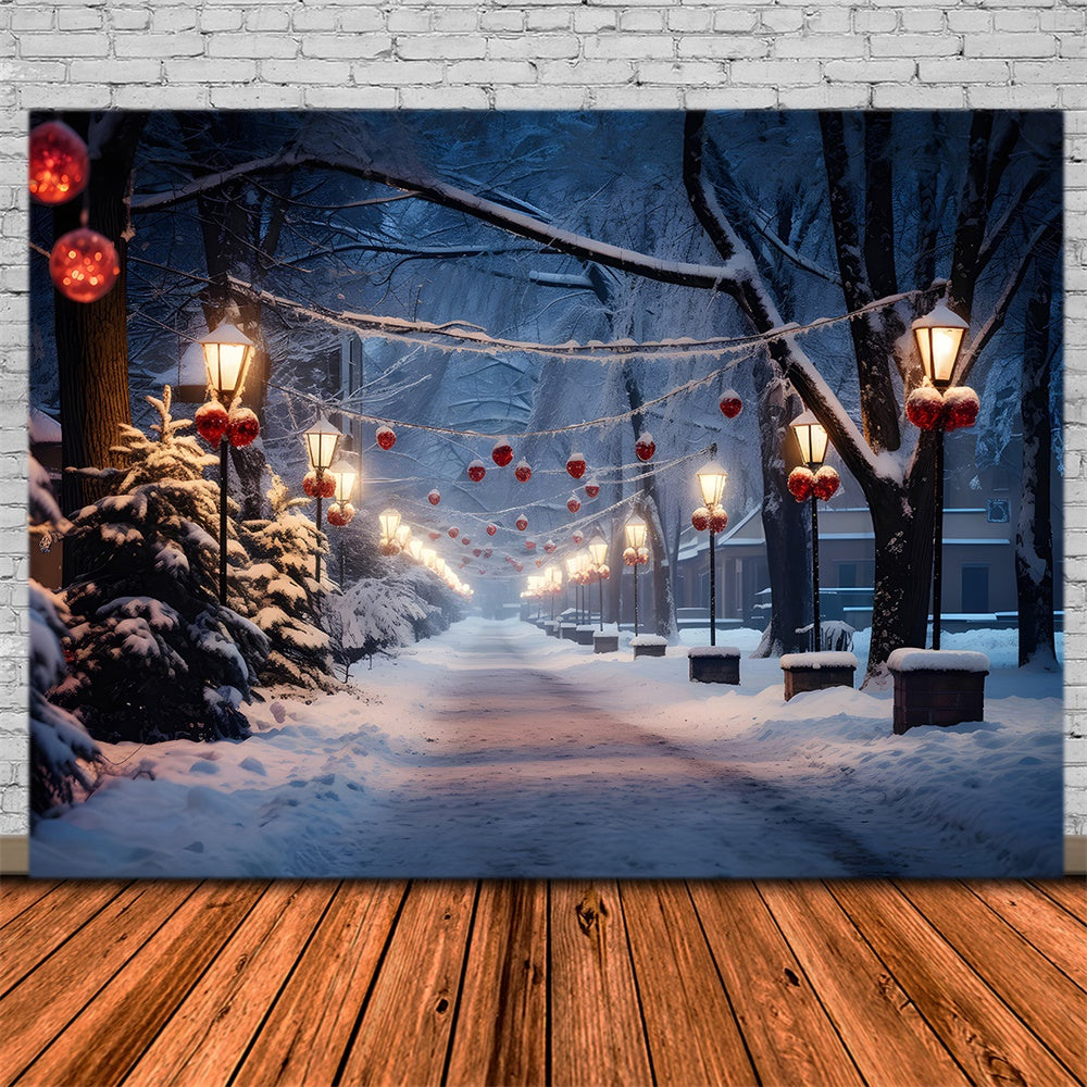 Sfondo Dell'Albero Di Natale Di Snowy Village Road RR7-735