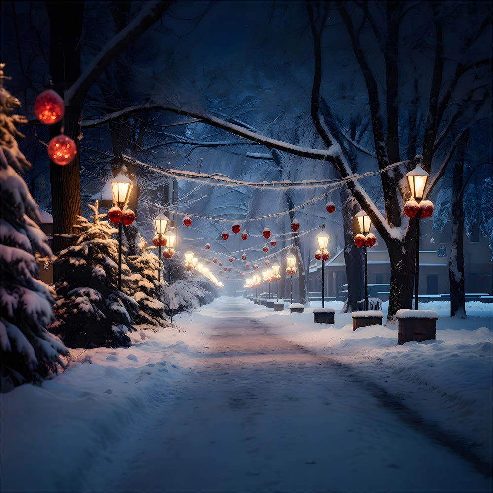 Sfondo Dell'Albero Di Natale Di Snowy Village Road RR7-735