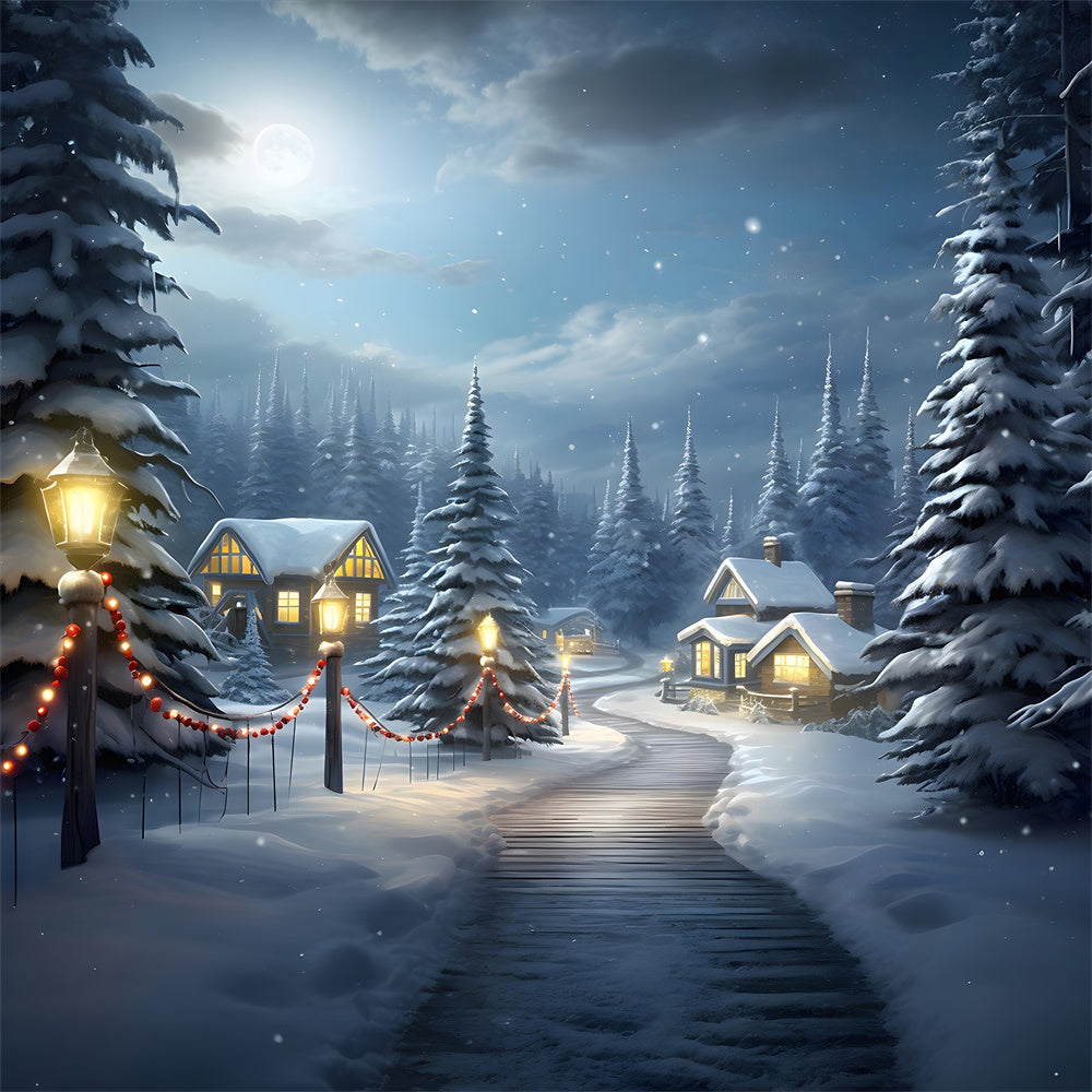 Sfondo Dell'Albero Di Natale Delle Case Forestali Innevate RR7-755
