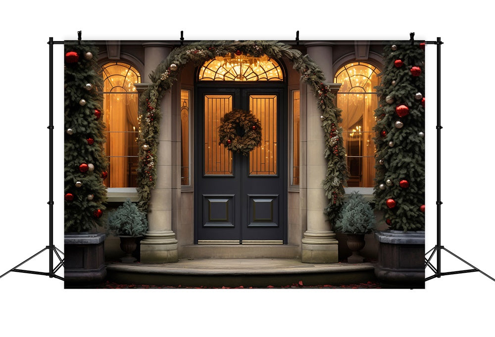 Sfondo Della Casa Decorata La Sera Di Natale RR7-759